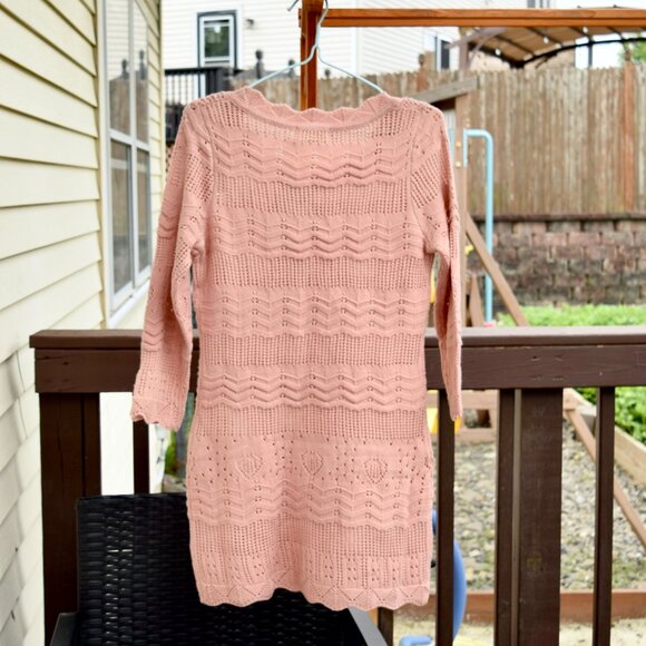 Women Pink Long Sweater - a. YiLian Sz S 阿依莲 - Picture 6 of 6